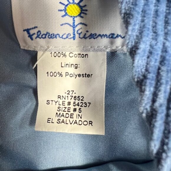 Florence Eiseman Pleated Cord Jumper with Applique Flowers sz 5 - Picture 3 of 3